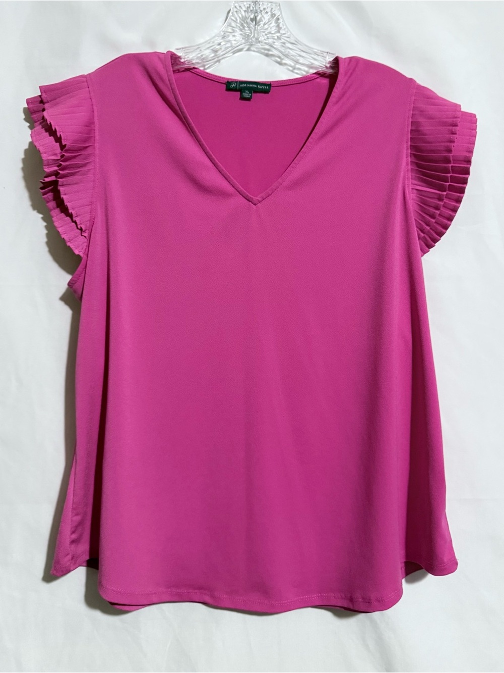 Adrianna Papell Women’s XL Pink Solid Knit V-Neck Flutter Sleeve Blouse
